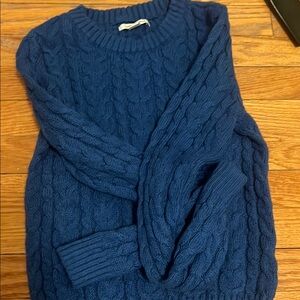 Men's Blue Cable Knit Sweater